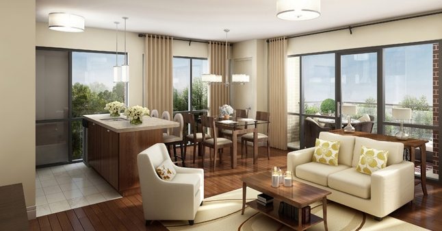 Rendering of Vero Condos suite living room