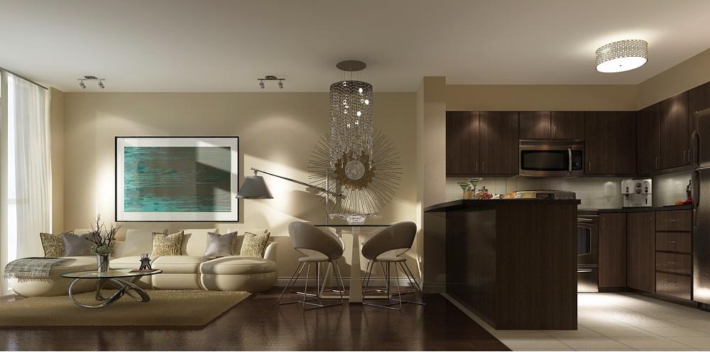 Palais Condos Living Area Toronto, Canada