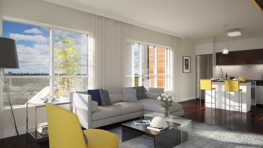 Ville Condos Living Area Toronto, Canada