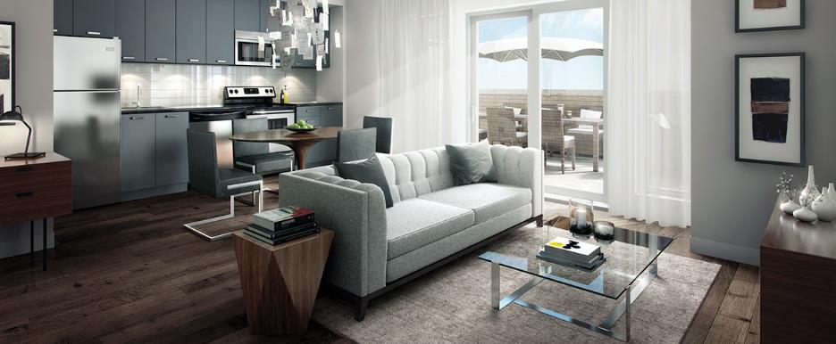 The Step Condos Living Area Toronto, Canada