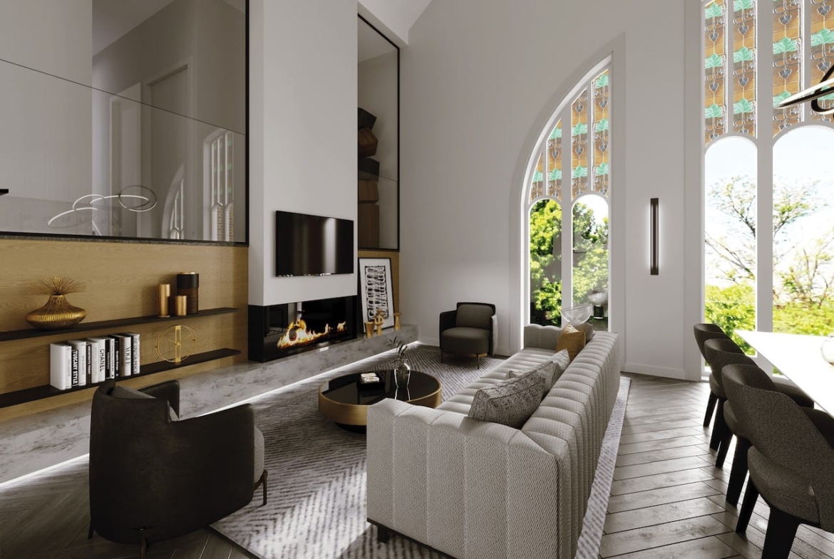 Rendering of 260 High Park living rom open-concept