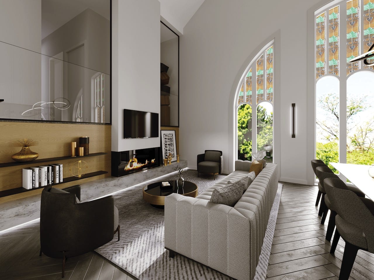 Rendering of 260 High Park living rom open-concept