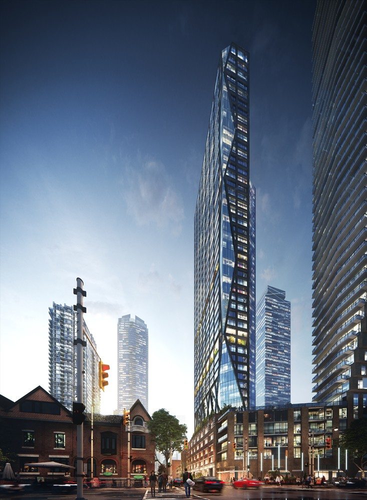 Rendering of 263 Adelaide Condos building exterior and surrounding area.
