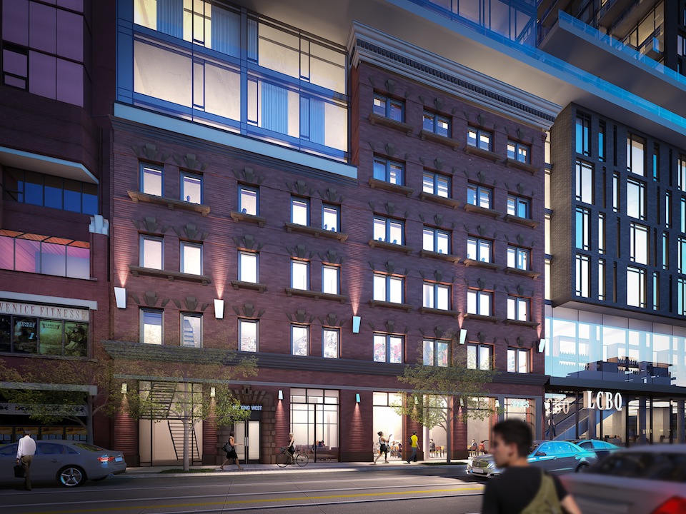 Rendering of 411 King Condos at night.