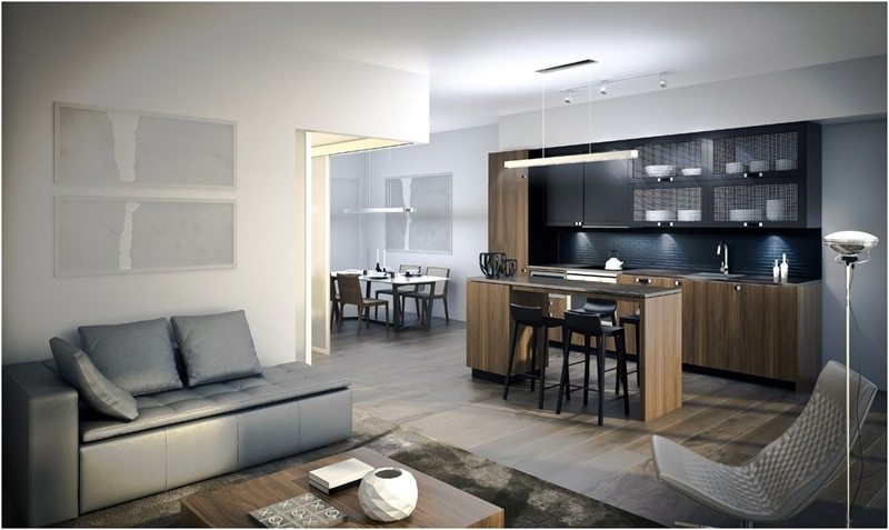 B Streets Condos Living Area Toronto, Canada