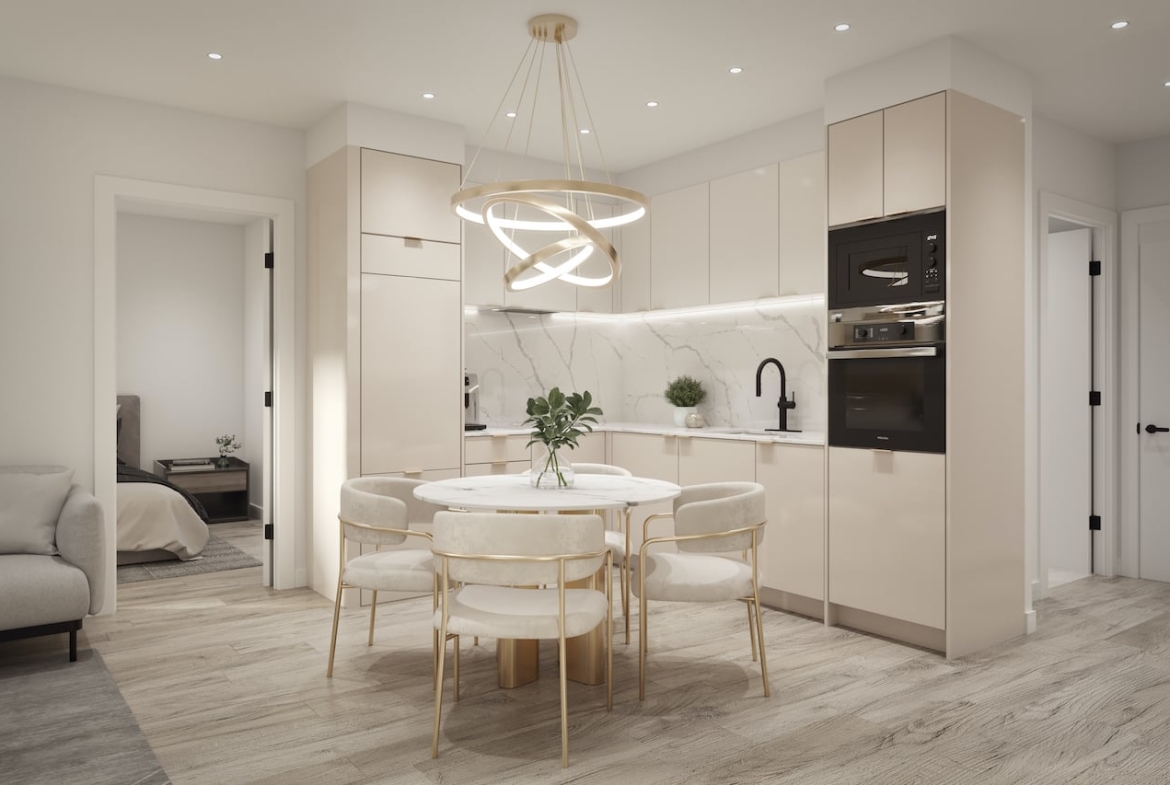 Rendering of The Addington Condos interior suite kitchen