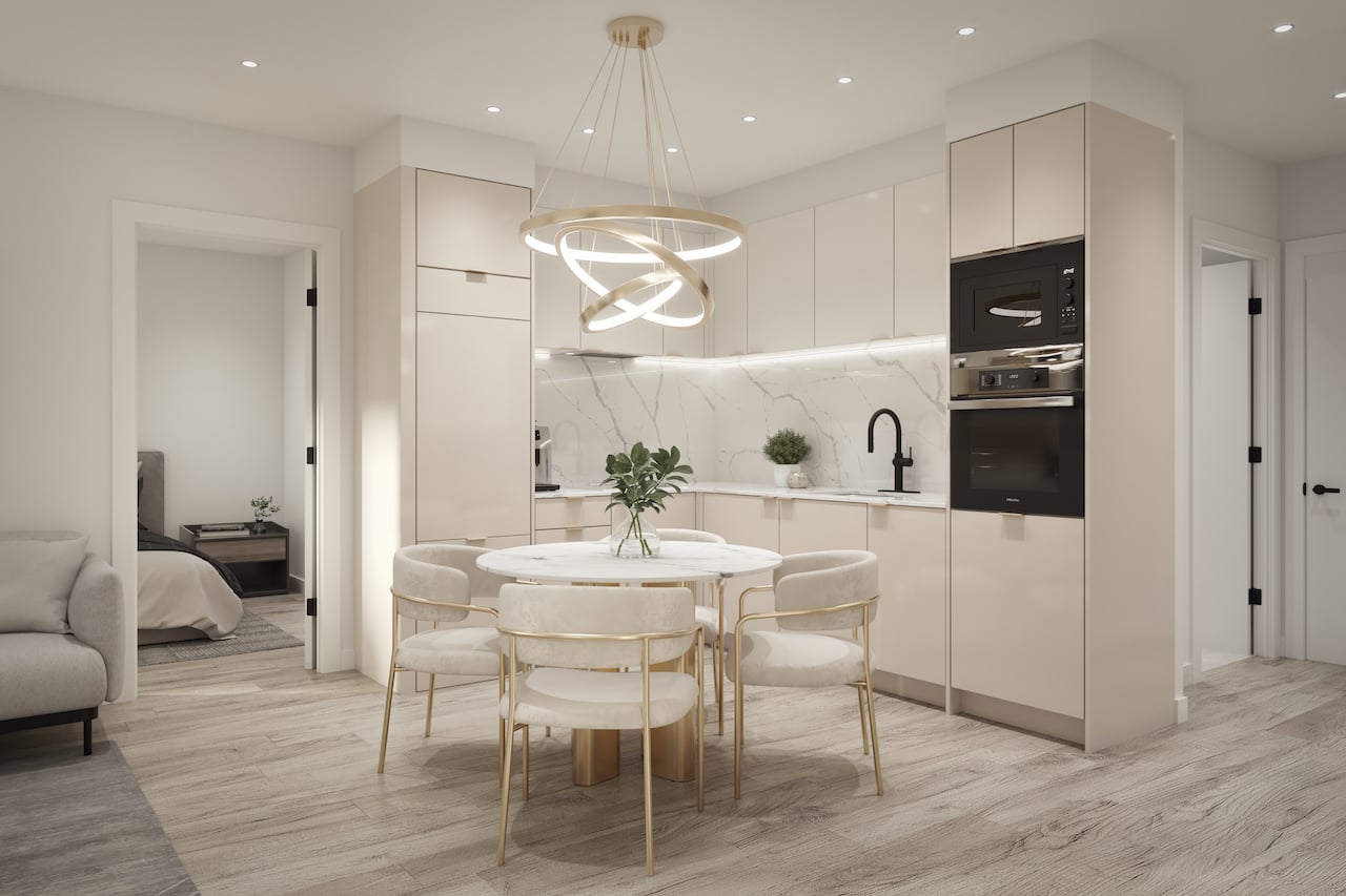 Rendering of The Addington Condos interior suite kitchen
