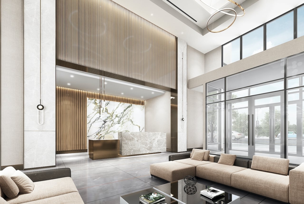 Rendering of The Addington Condos lobby 1