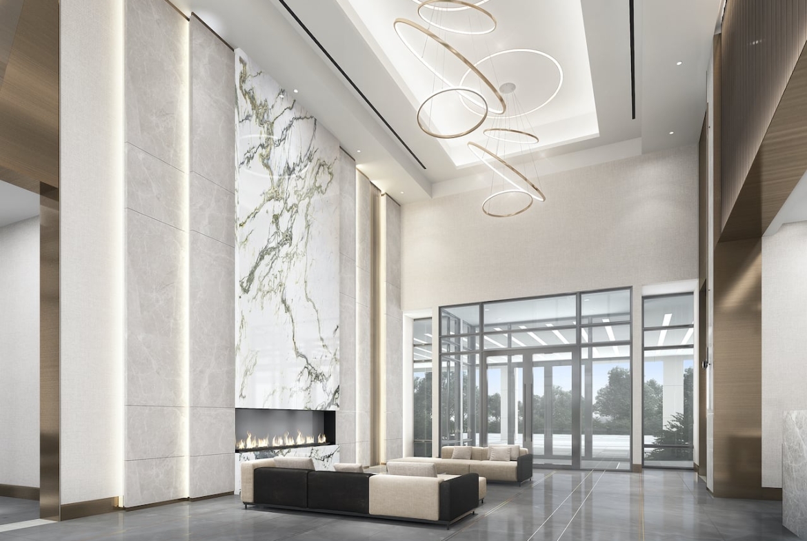 Rendering of The Addington Condos lobby 2