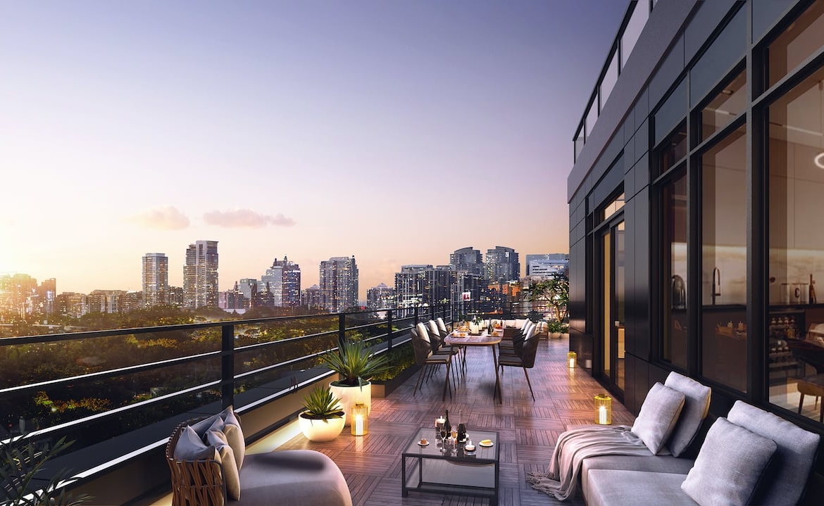 Rendering of The Addington Condos private terrace