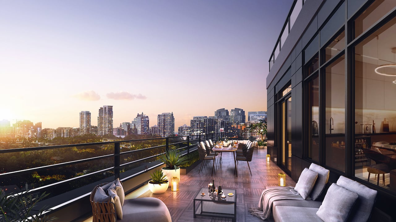 Rendering of The Addington Condos private terrace