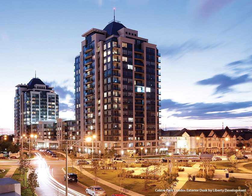 Centre Park Condos at Dusk by Liberty Development