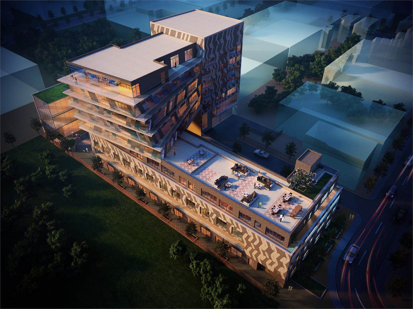 Enigma on the Park Condos Aerial View Toronto, Canada