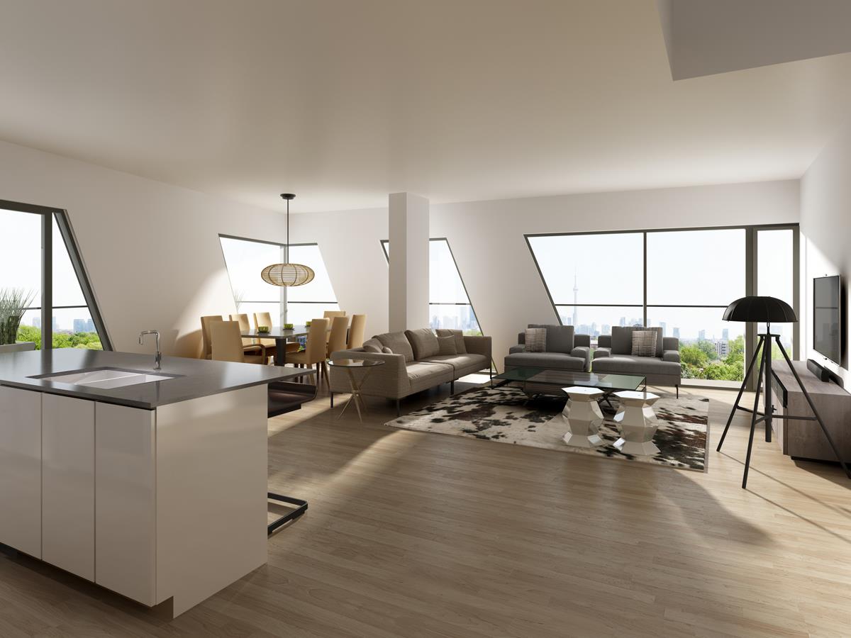 Enigma on the Park Condos Living Area Toronto, Canada