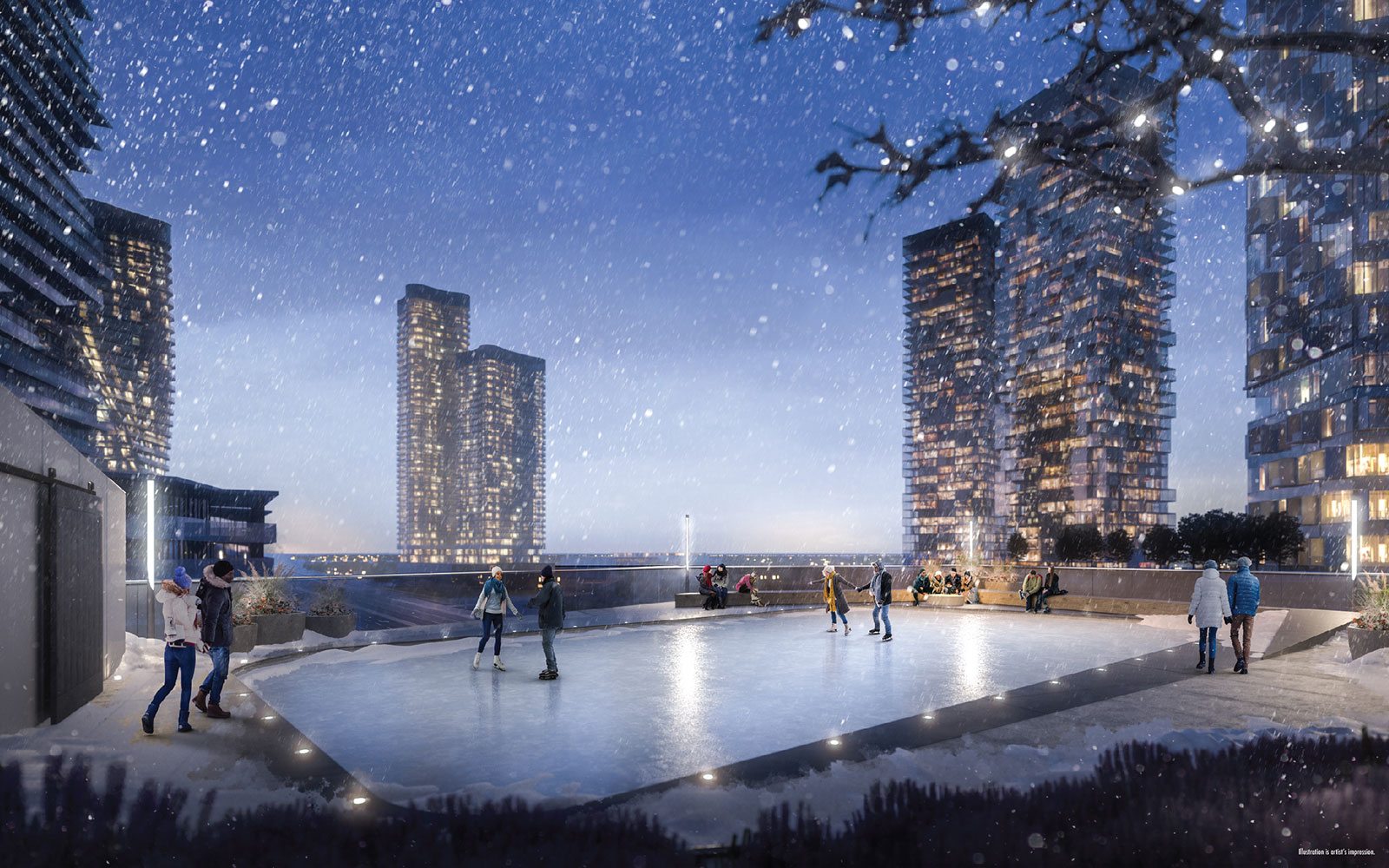 M City Condos Ice Skating Toronto, Canada