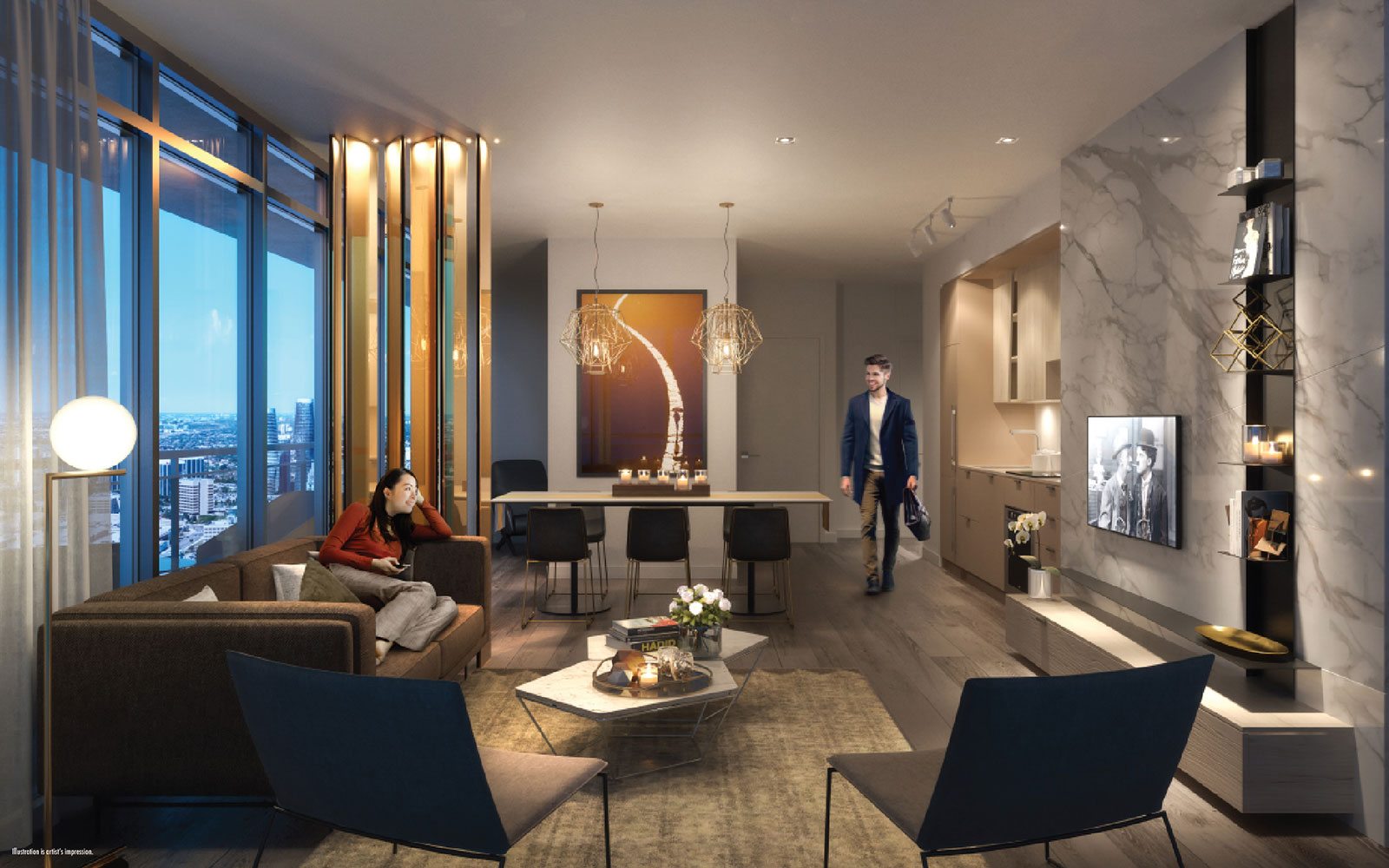 M City Condos Living Area Toronto, Canada