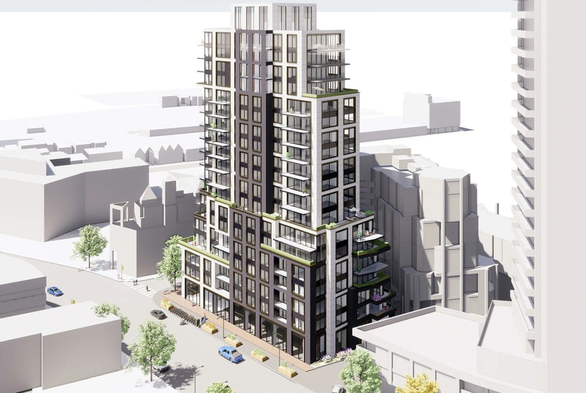 Rendering of 100 Davenport Condos exterior aerial