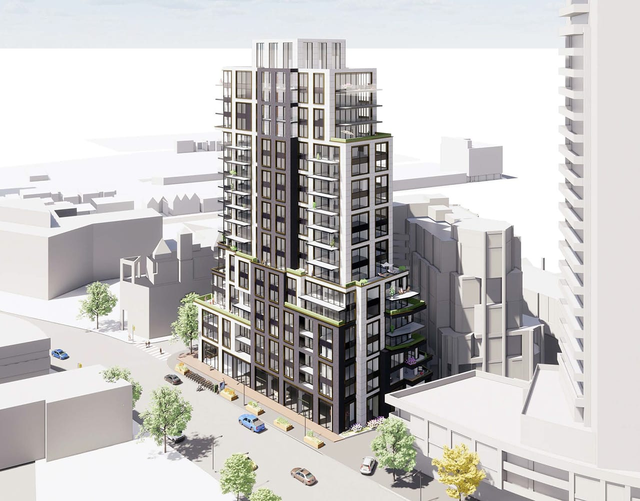 Rendering of 100 Davenport Condos exterior aerial