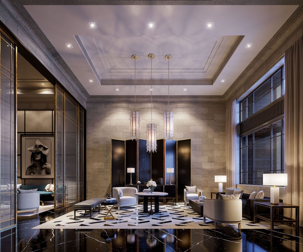 Rendering of 89 Avenue Condos The Grand Lobby.