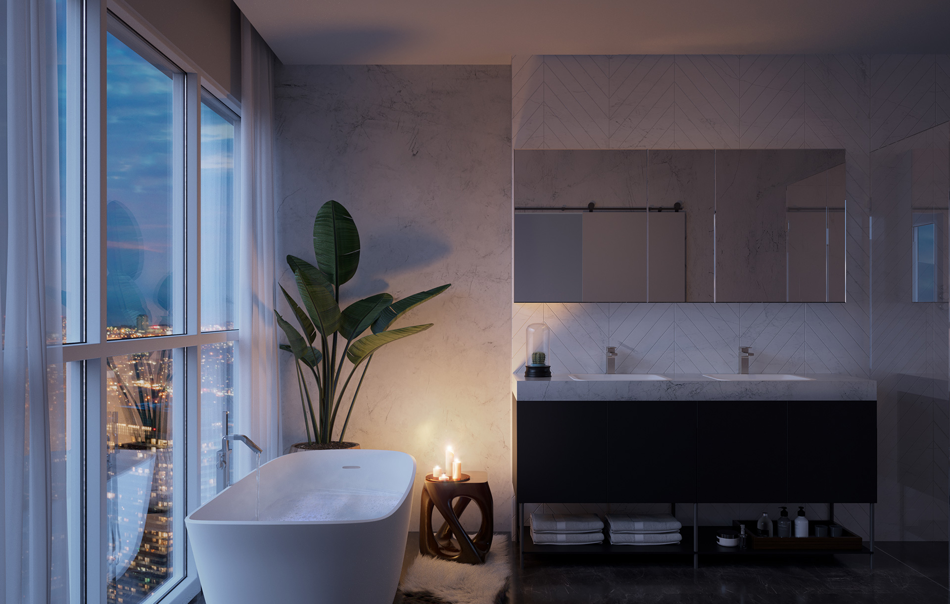 Rendering of 8 Cumberland Condos suite interior bathroom.