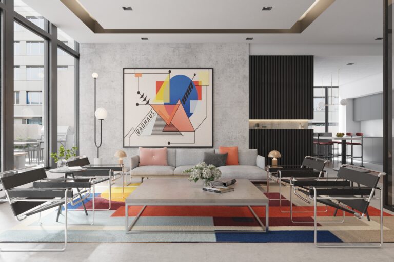 Rendering of Bauhaus party room
