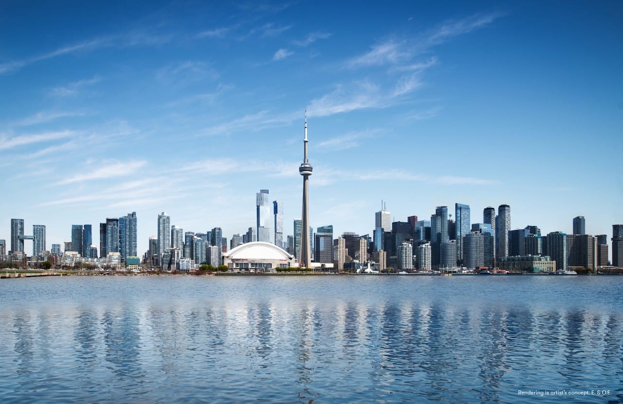 Rendering of Forma Condos Toronto skyline