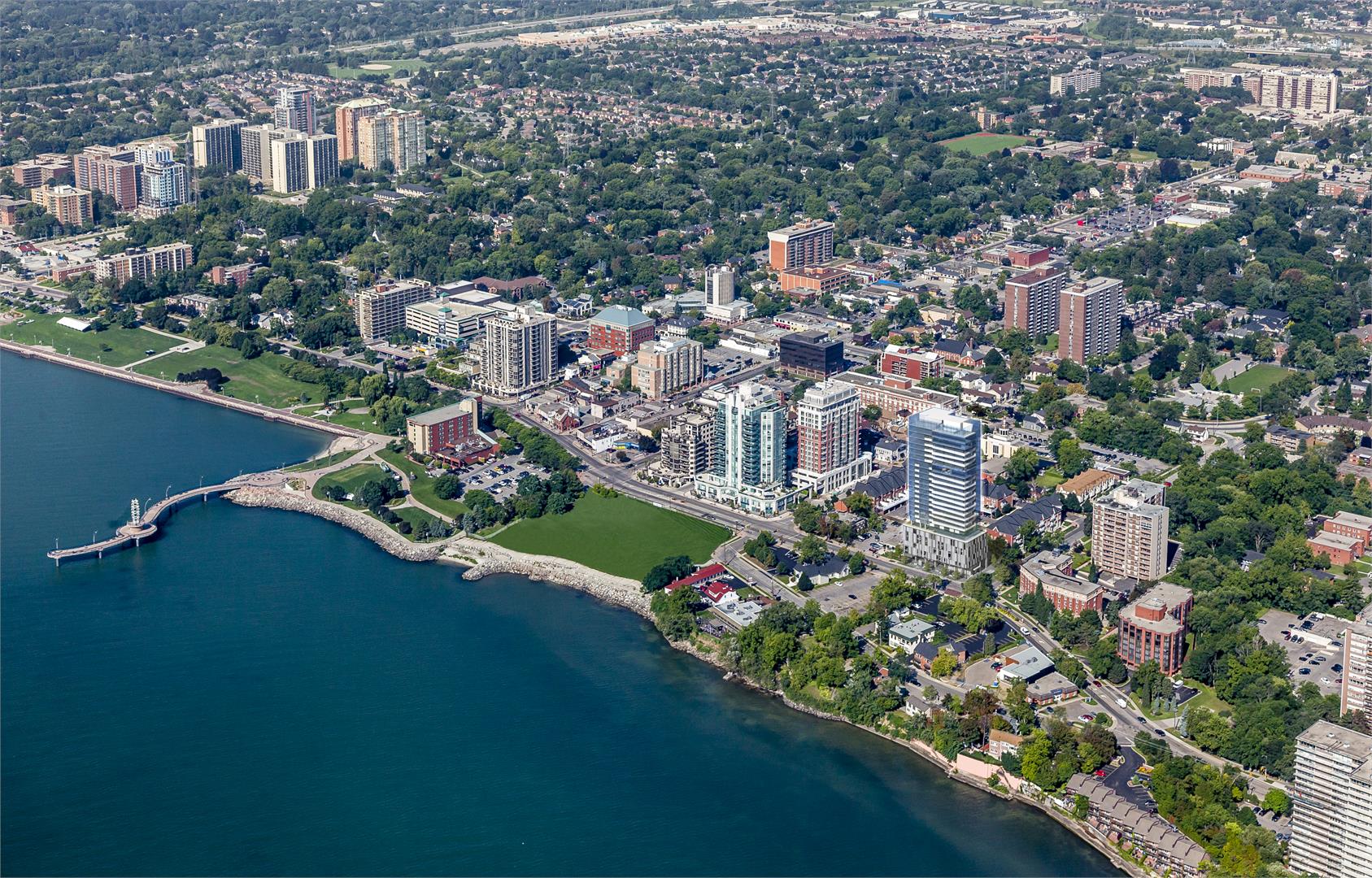 Aerial of Nautique Lakefront Residences in Burlington