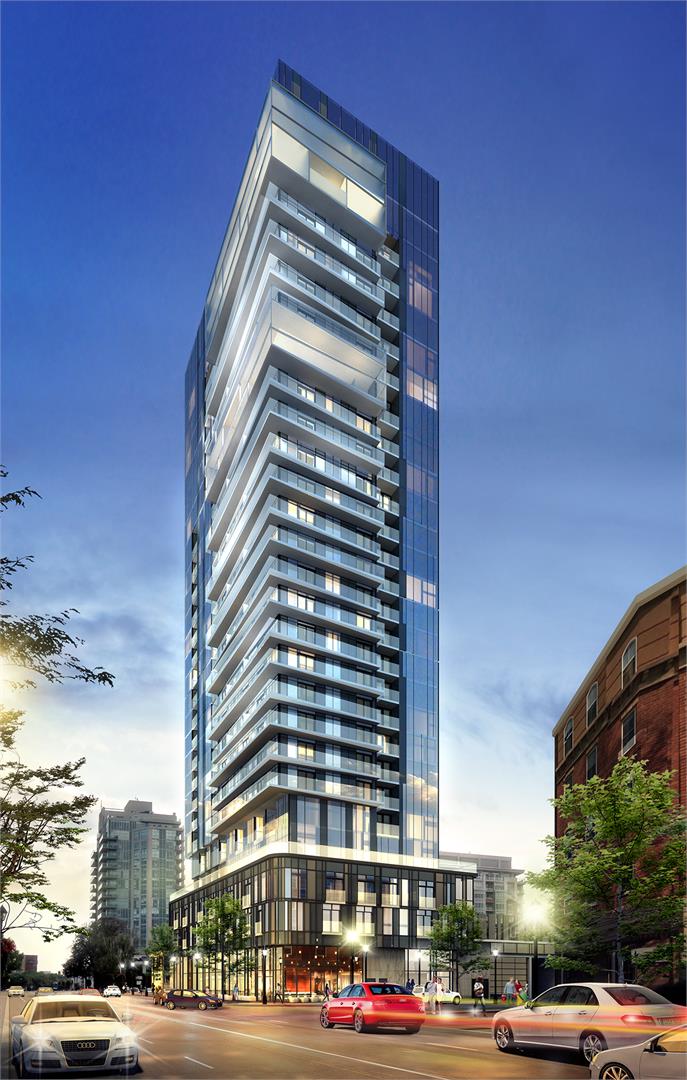 Rendering of Nautique Lakefront Residences in the evening
