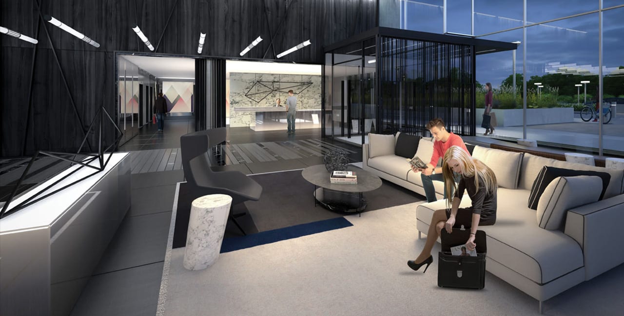 Rendering of The Colours of Emerald City Condos lobby