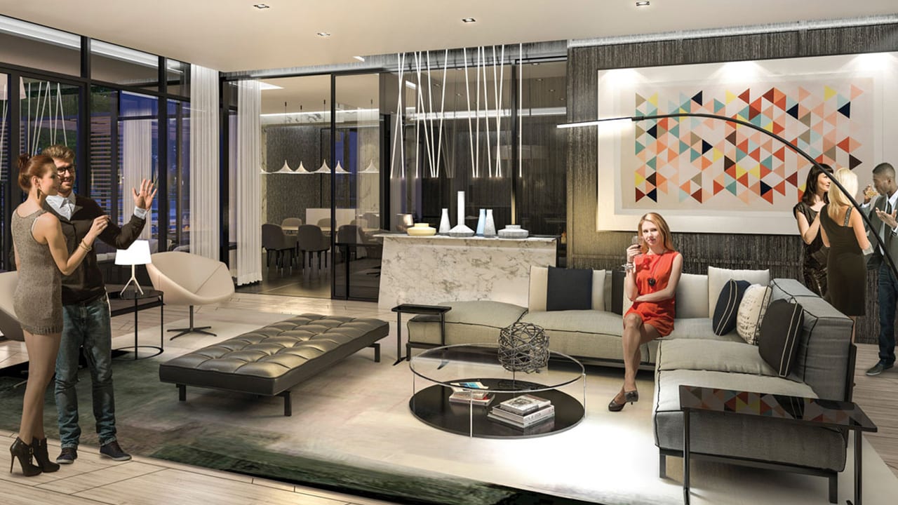 Rendering of The Colours of Emerald City Condos lounge
