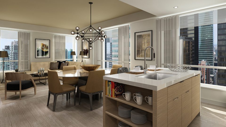 88 Scott Condos Living Area Toronto, Canada