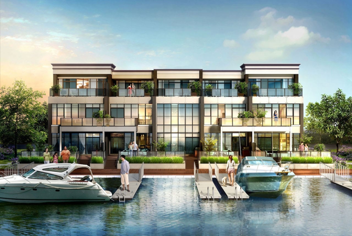 Friday Harbour Ferretti Towns exterior with marina