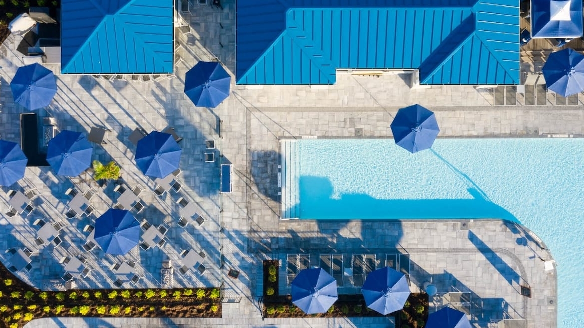 Friday Harbour pool aerial