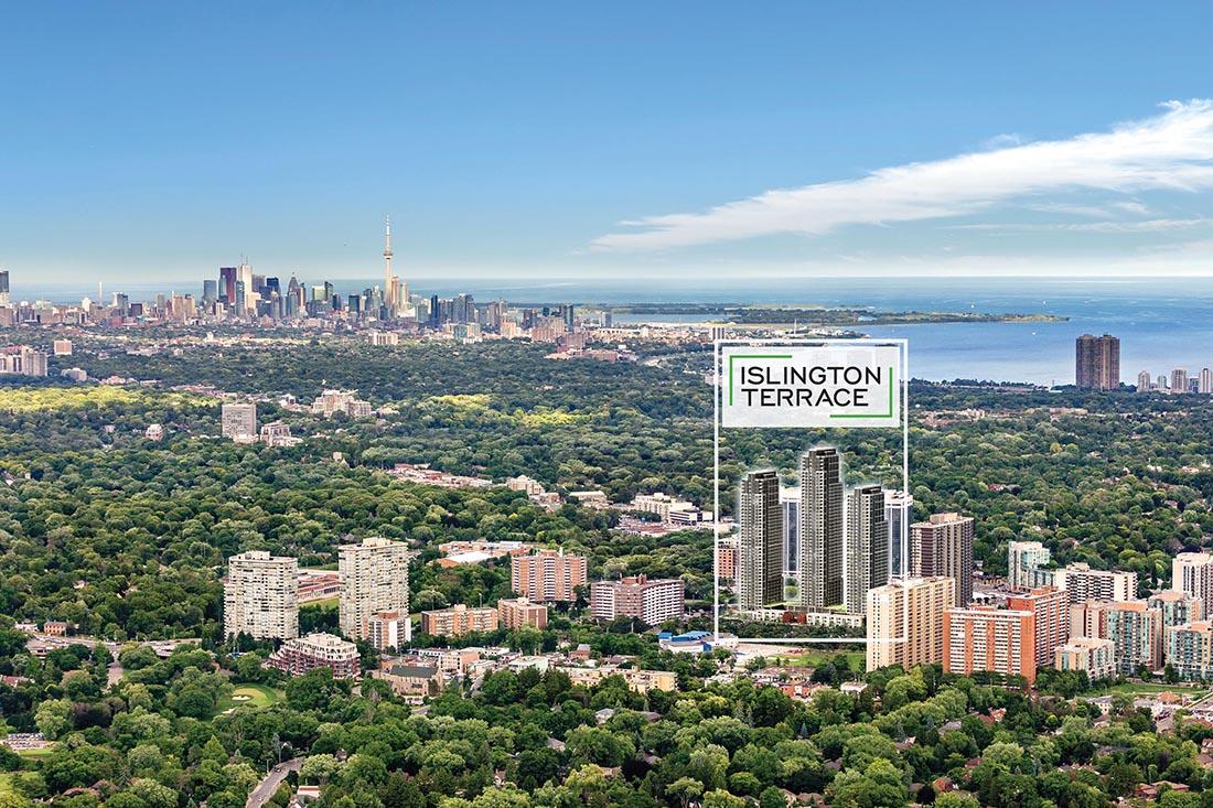 Islington Terrace Condos Aerial View Toronto, Canada
