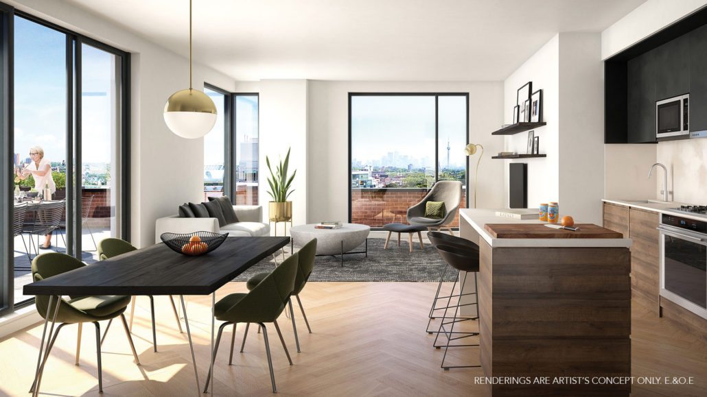 The Roncy Condos Living Area Toronto, Canada