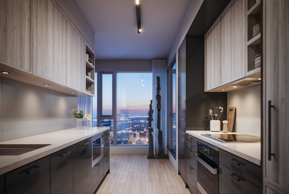 Rendering of The Pemberton Condos suite interior kitchen