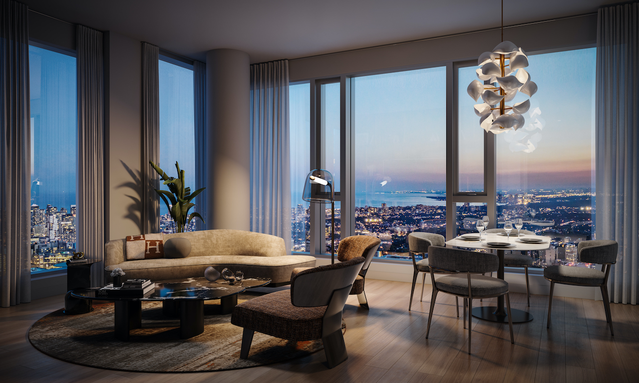 Rendering of The Pemberton Condos suite interior living room