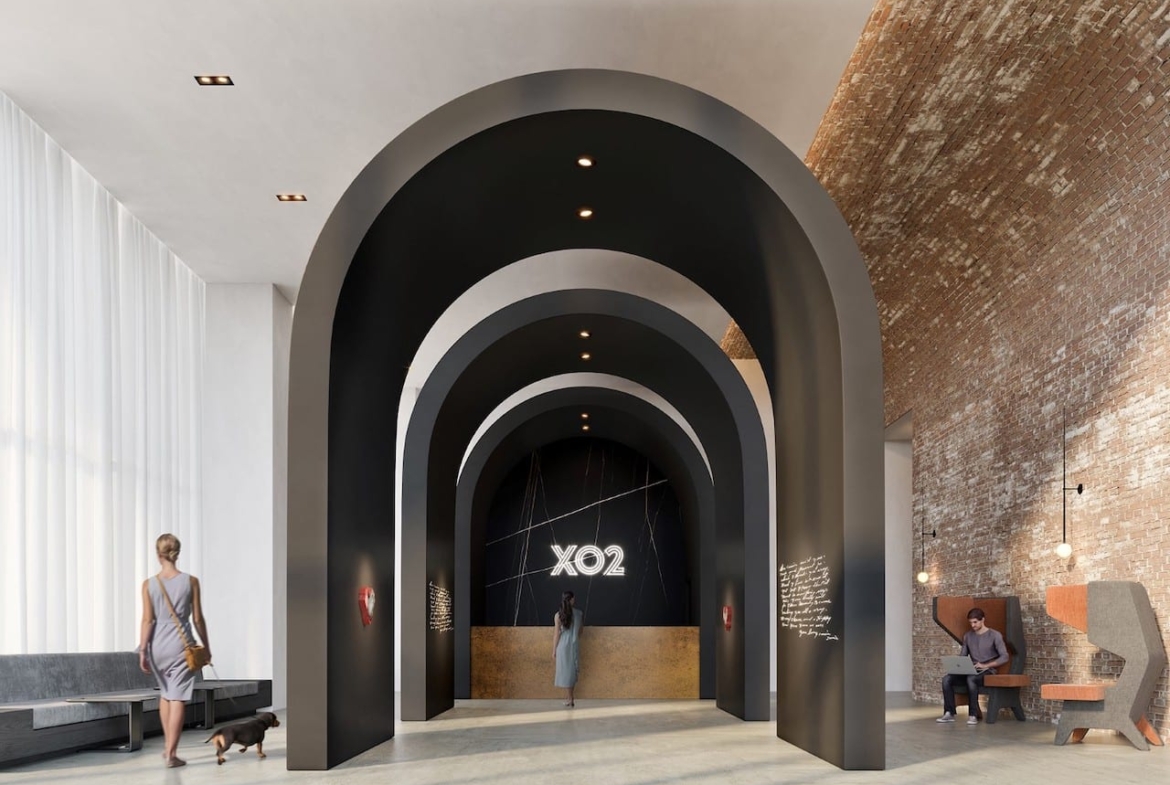 Rendering of XO2 Condos lobby