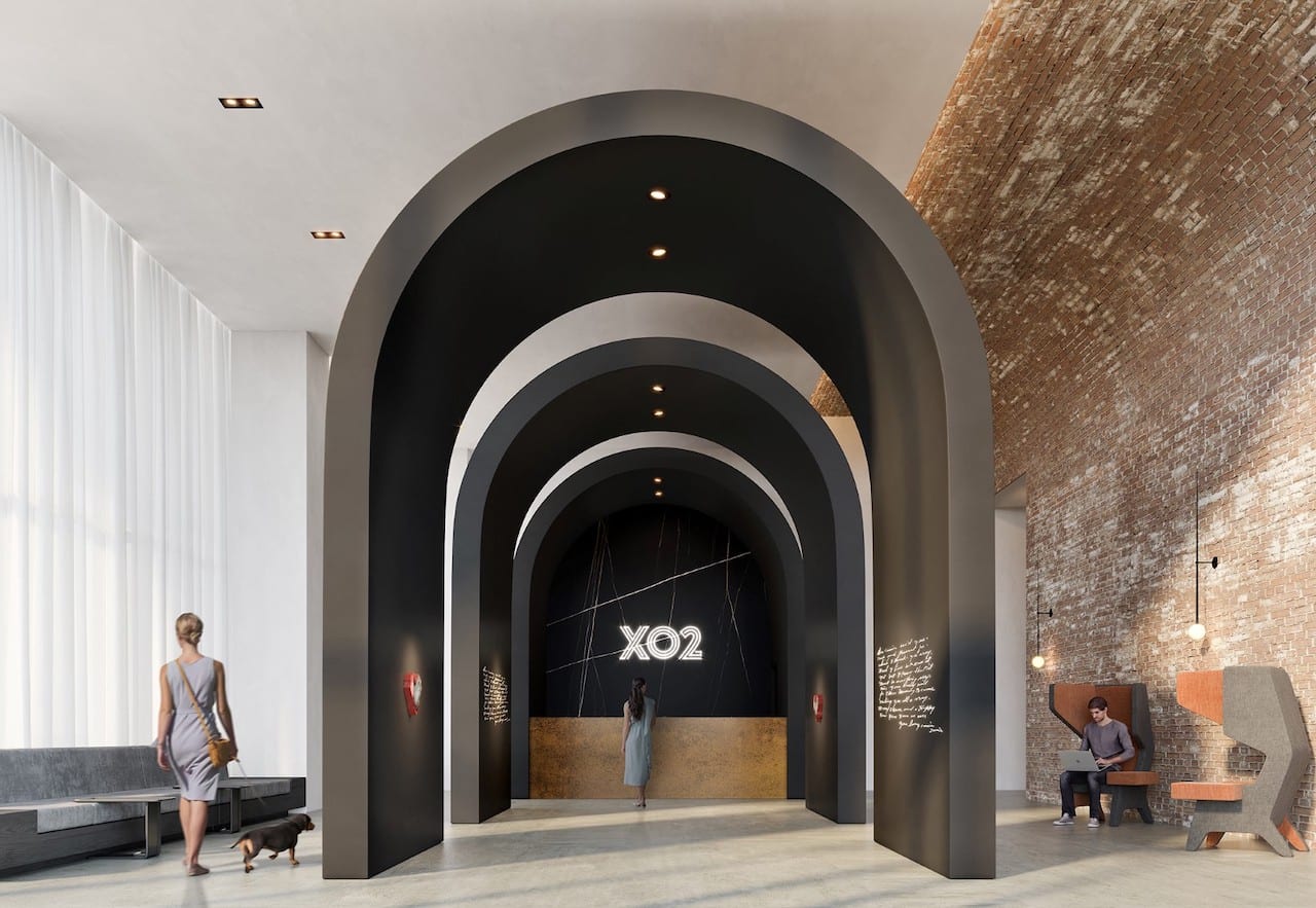 Rendering of XO2 Condos lobby