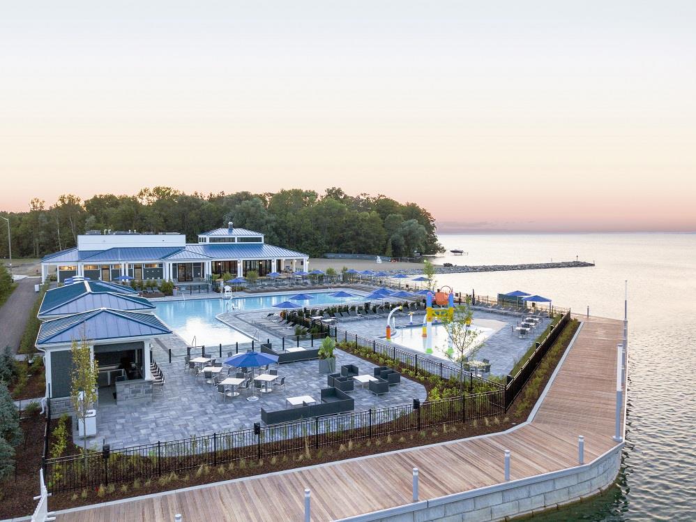 Friday Harbour Resort Condos and Towns aerial beach club