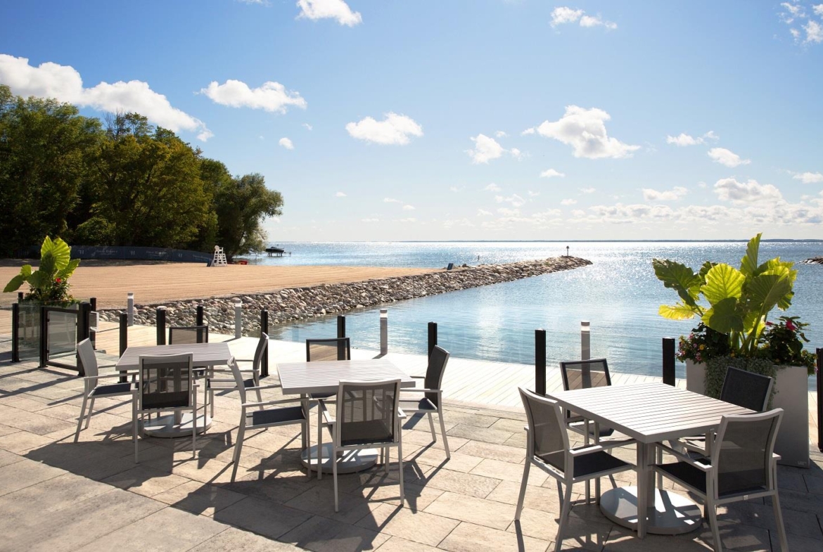 Friday Harbour Resort Condos and Towns beach club patio