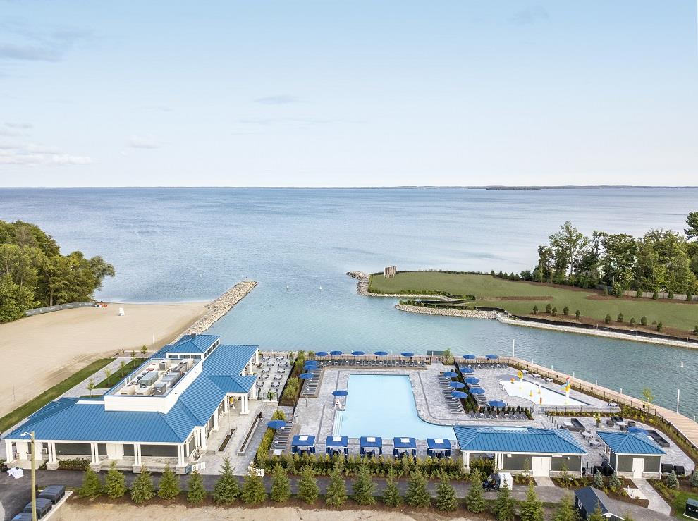 Friday Harbour Resort Condos and Towns aerial beach club pool