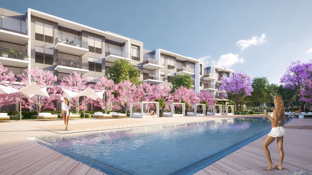 Friday Harbour Resort Condos and Towns outdoor pool during spring time