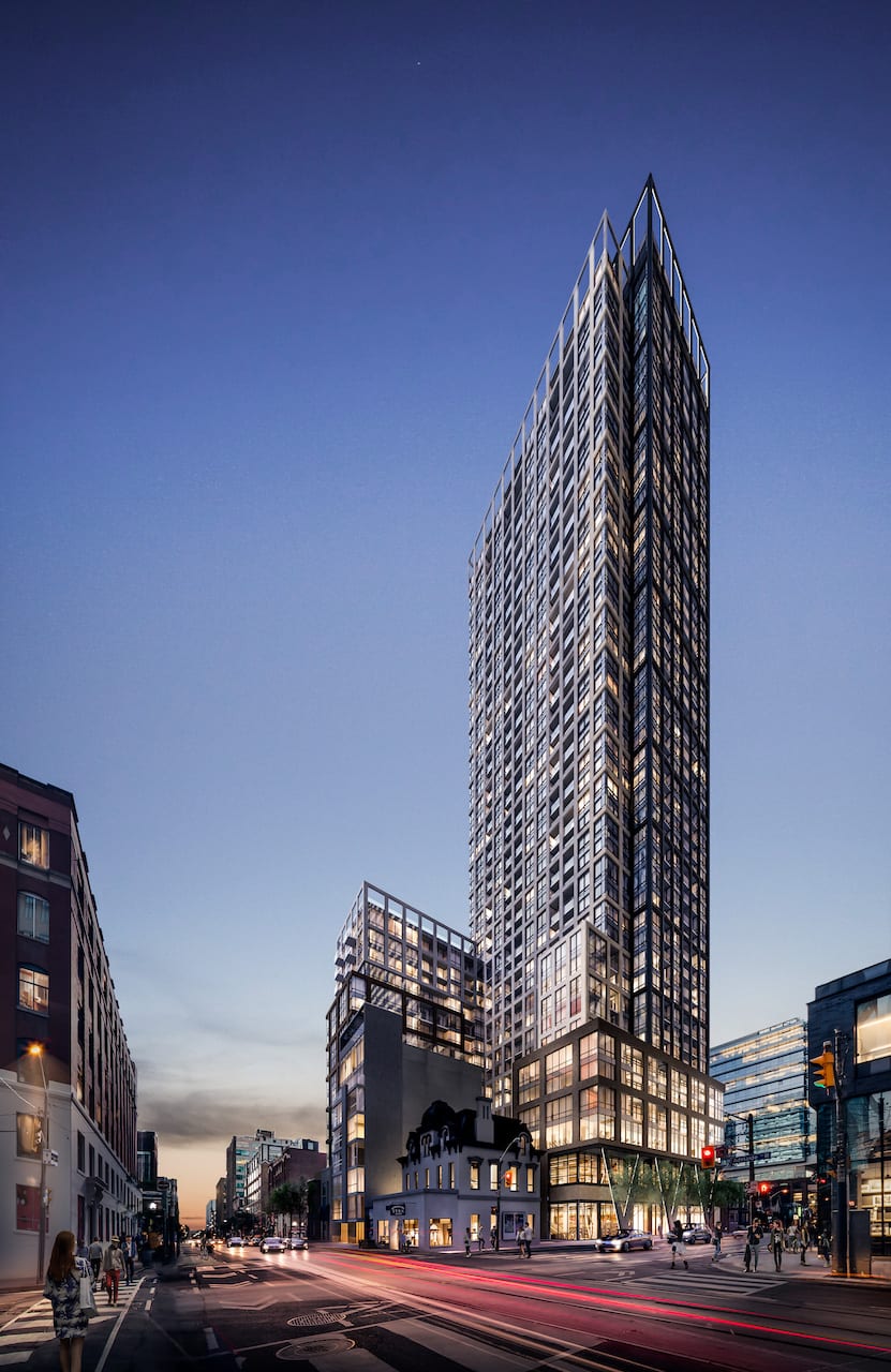 Rendering of Peter and Adelaide Condos exterior full view