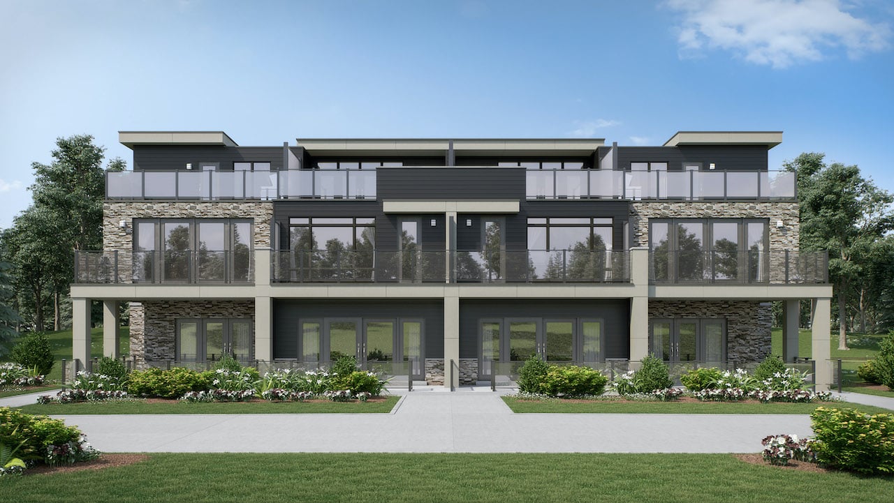Rendering of summerside towns at oak bay exterior view