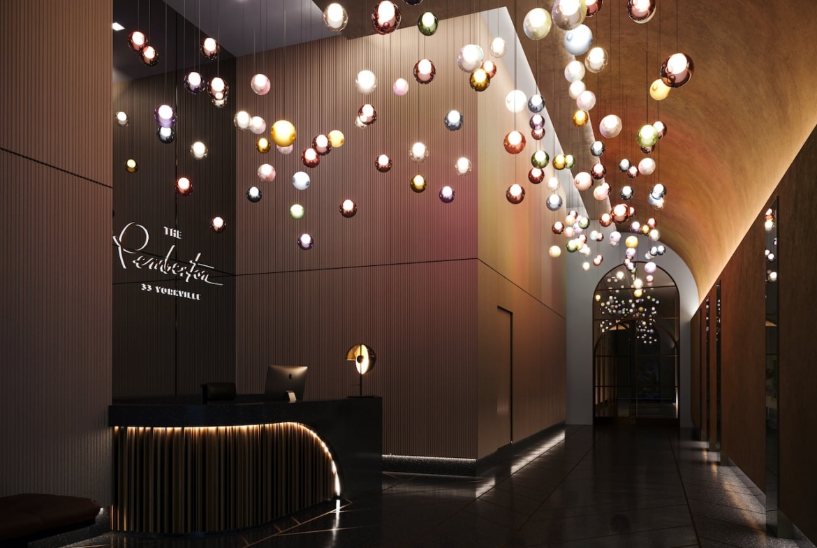 Rendering of The Pemberton at 33 Yorkville Condos interior lobby