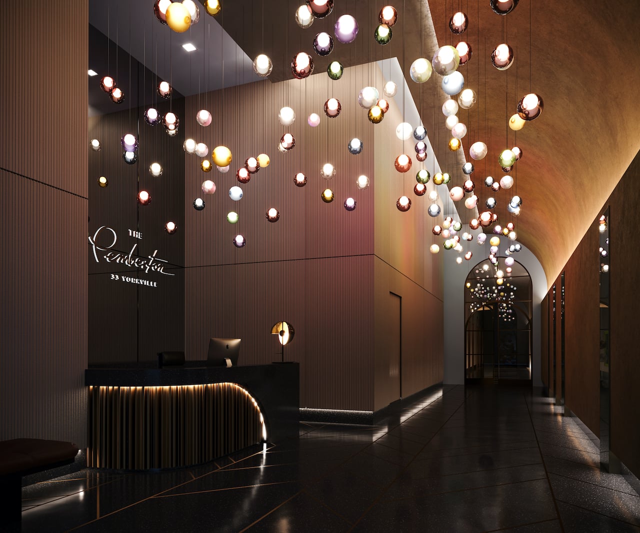 Rendering of The Pemberton at 33 Yorkville Condos interior lobby
