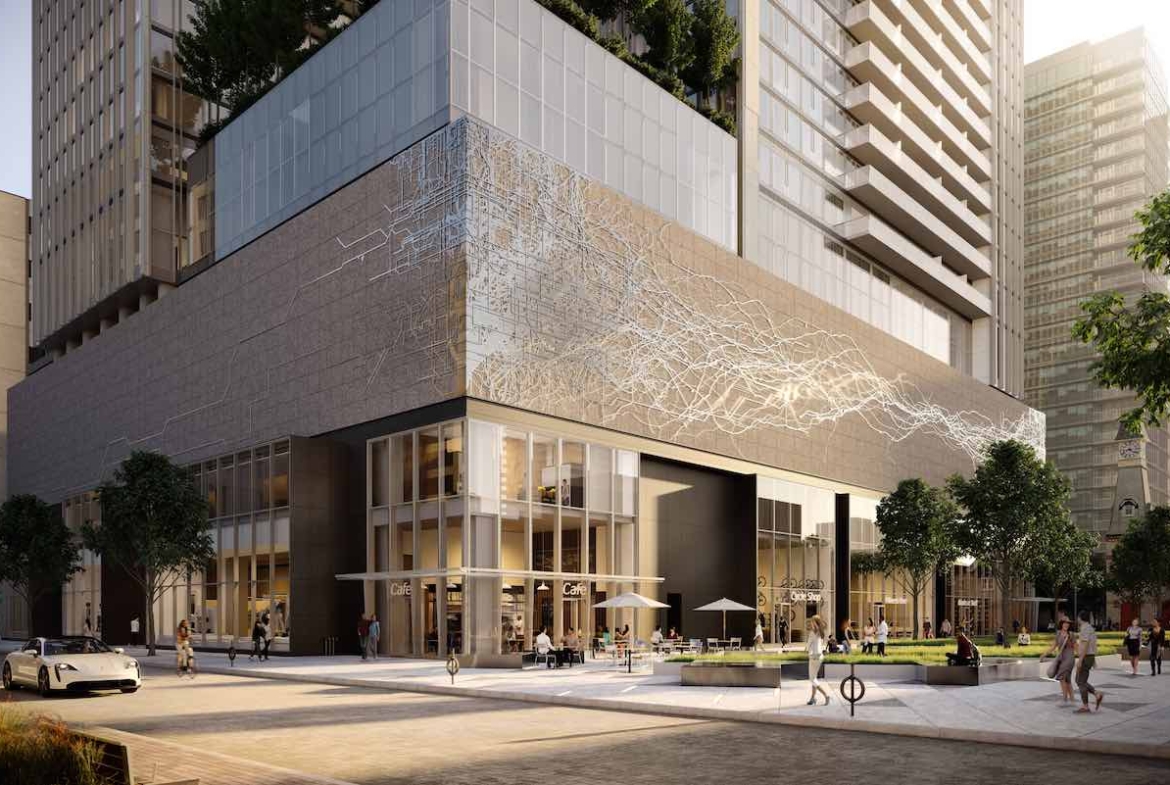 Rendering of The Pemberton condos exterior at street level.