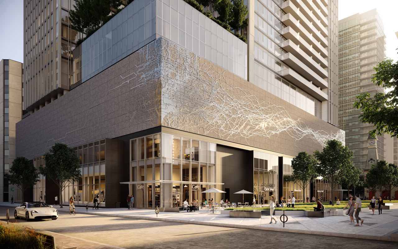 Rendering of The Pemberton condos exterior at street level.