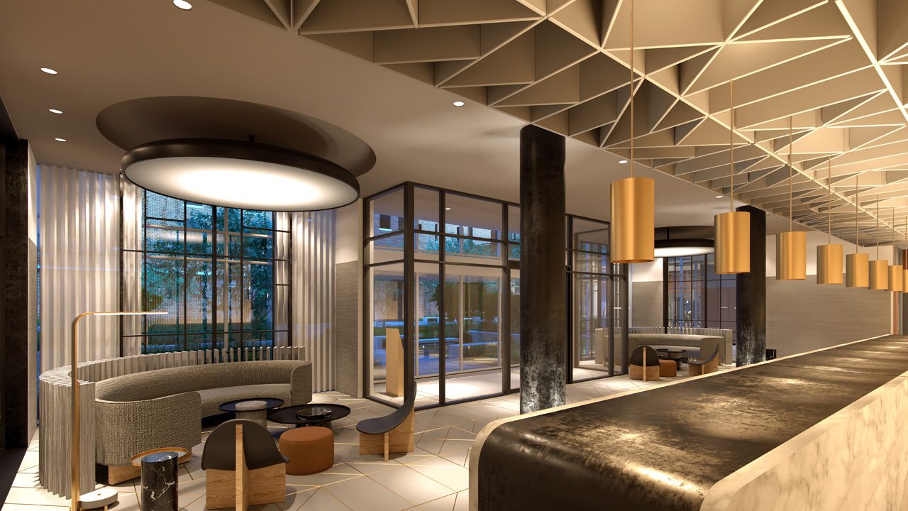 West Condos rendering of building lobby